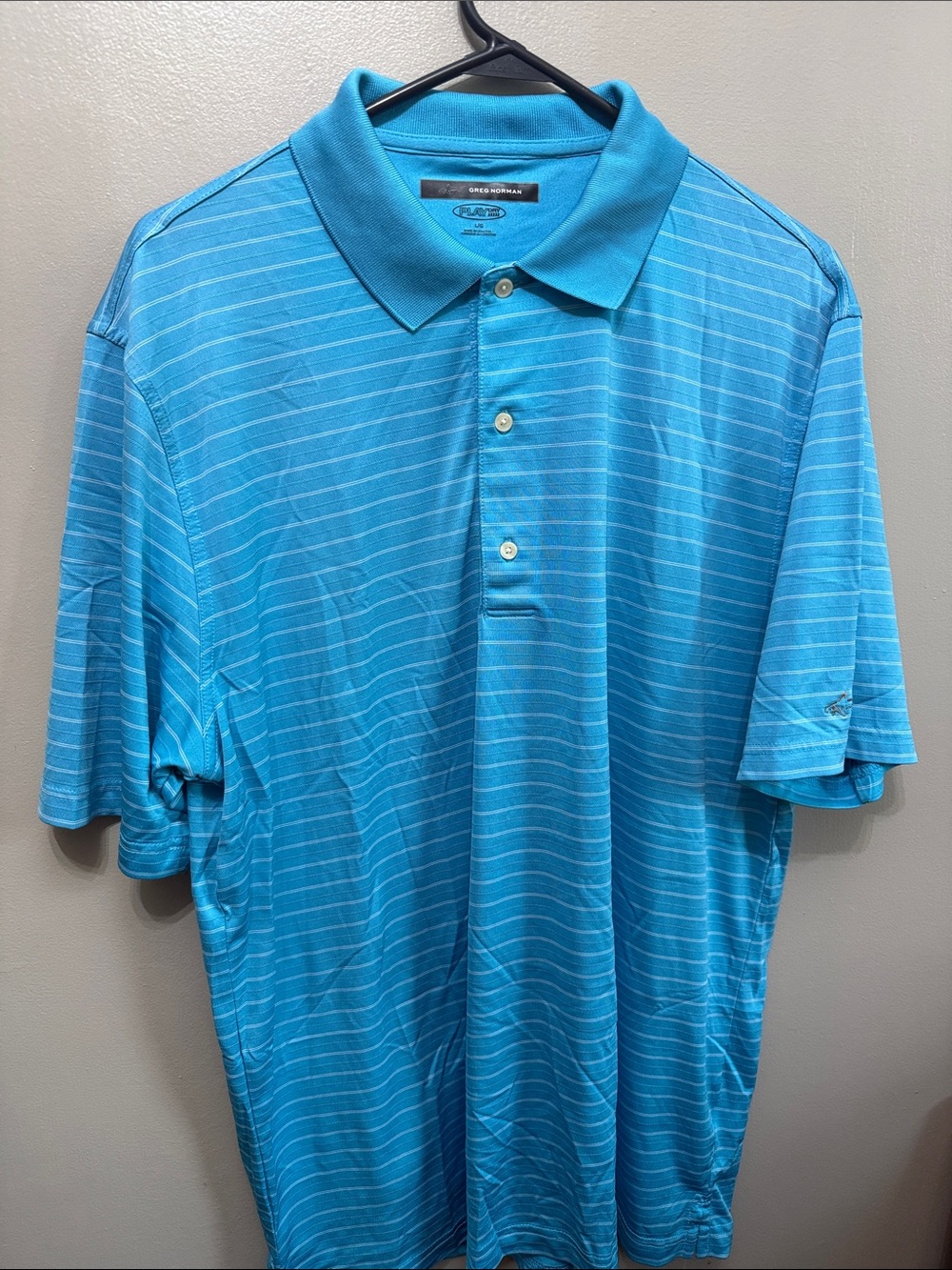 Greg Norman Collection Turquoise Striped Polo Shirt